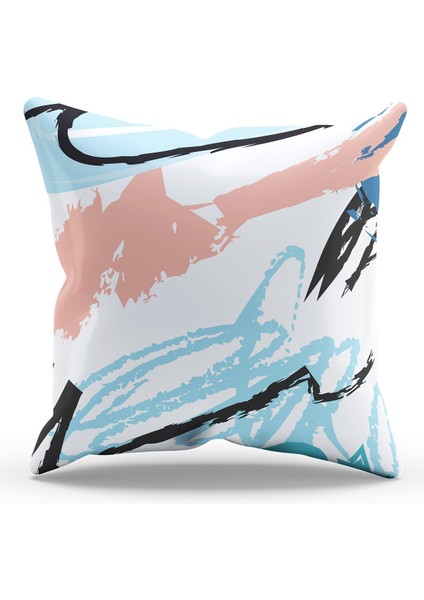 Çift Tarafı Baskılı Brush Art-4 Desenli Süet Kırlent Kılıfı