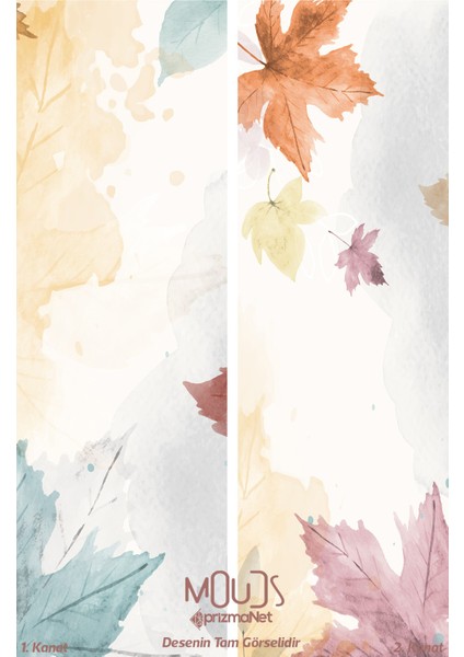 Autumn Leaves Desenli Süet Oturma Odası Salon Fon Perde Baskılı Ekstrafor Büzgü 2 Kanat PRD-1060 modelleri