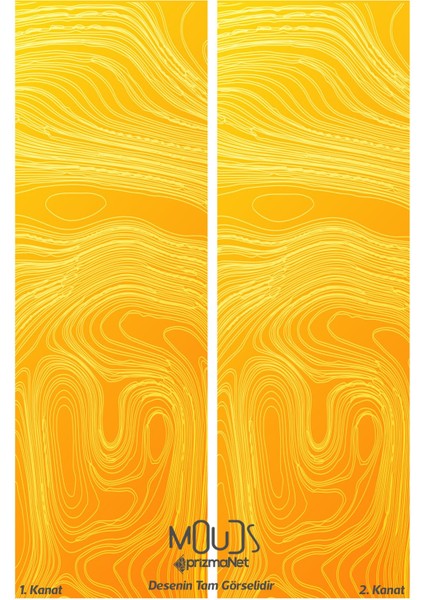 Yellow Wave Stile Desenli Süet Oturma Odası Salon Fon Perde Baskılı Ekstrafor Büzgü 2 Kanat PRD-1059 modelleri