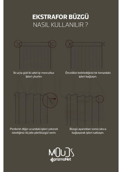 Krem El Yazısı Desenli Süet Oturma Odası Salon Fon Perde Ekstrafor Büzgü 2 Kanat PRD-1096