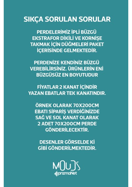 Turqua Desenli Süet Oturma Odası Salon Fon Perde Dijital Baskılı Ekstrafor Büzgü 2 Kanat PRD-1093