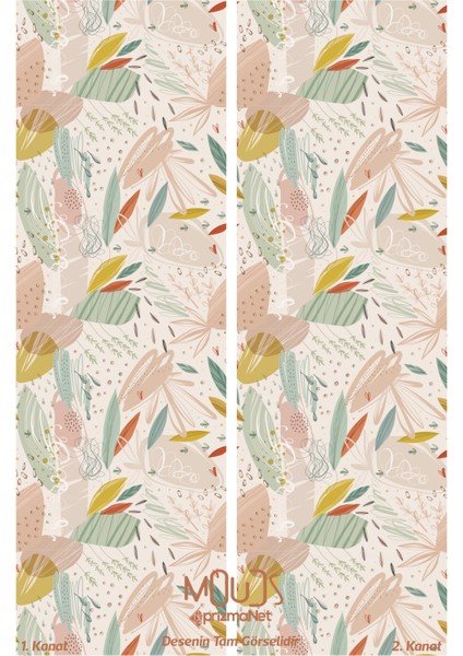 Xero Floral 2 Desenli Süet Oturma Odası Salon Fon Perde Baskılı Ekstrafor Büzgü 2 Kanat PRD-1080