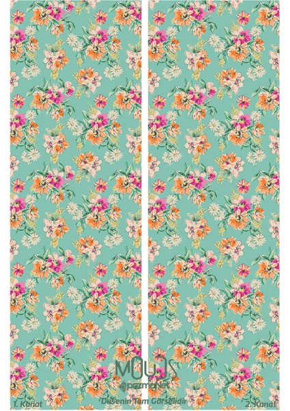 Old Flowers Pattern 4 Desenli Süet Oturma Odası Salon Fon Perde Ekstrafor Büzgü 2 Kanat PRD-1034
