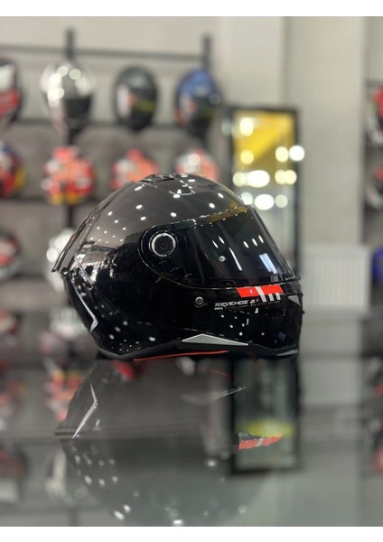 Helmets Revenge 2 Gloss Parlak Siyah Kask Şeffaf Vizörlü