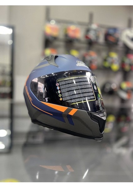 Helmets Kapalı Full Face Kask Mavi Siyah Vizörlü