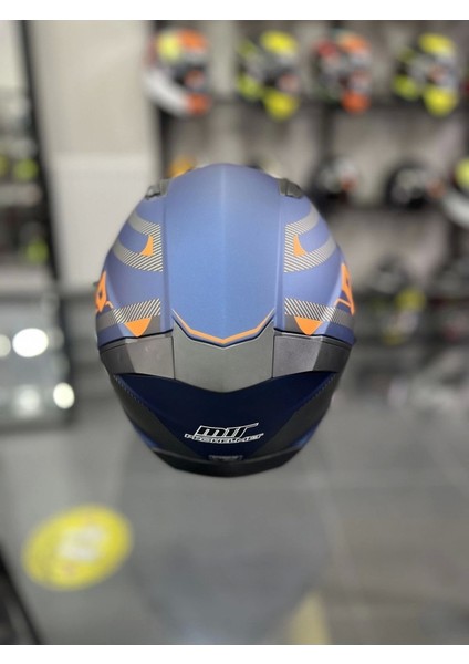 Helmets Kapalı Full Face Kask Mavi Siyah Vizörlü