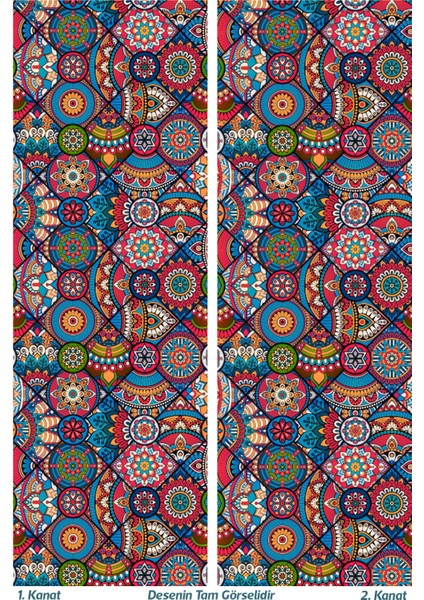 Anatolia 10 Desenli Süet Oturma Odası Salon Fon Perde Baskılı Ekstrafor Büzgü 2 Kanat PRD-1101