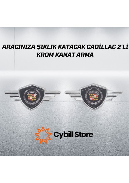 Cadillac Armalı 2 Adet Krom Kanat Arması