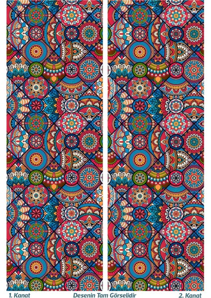 Anatolia 10 Desenli Süet Oturma Odası Salon Fon Perde Baskılı Ekstrafor Büzgü 2 Kanat PRD-1101