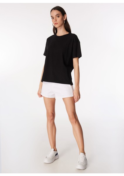 Bisiklet Yaka Baskılı Siyah Kadın T-Shirt F4Sl-Tst0743 modelleri