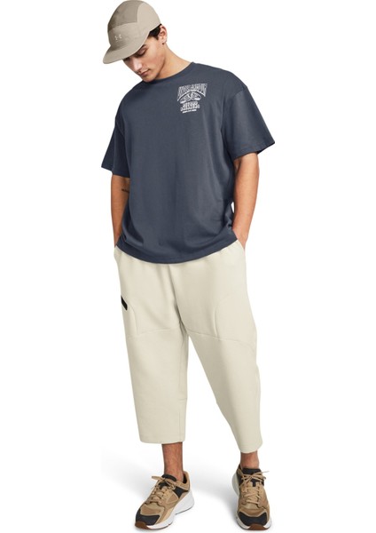 1382857-044 Ua Hw Record Breakers S Antrasit Erkek Bisiklet Yaka Oversize T-Shirt