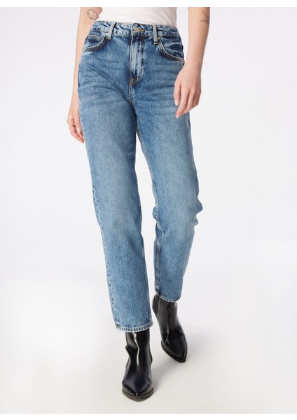 Yüksek Bel Düz Paça Regular Fit Açık Bej Kadın Denim Pantolon L30U021851-CAROL