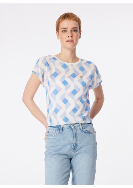 Bisiklet Yaka Koyu Mavi Kadın T-Shirt PAST fiyatları