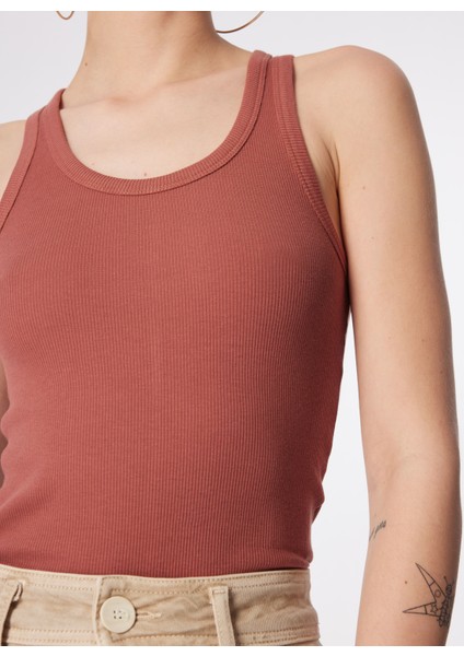 U Yaka Haki Kadın T-Shirt L241615A95-Kolsuz T-Shirt indirimleri