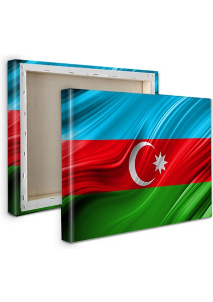 Kardeş Can Ülke Azerbaycan Bayrağı Şık, Hediyelik Ev, İşyeri, Ofis Tablosu Kanvas Tablo 50 x 35 cm ( Özel Ölçü Siparişleriniz İçin Mesaj Atınız. )