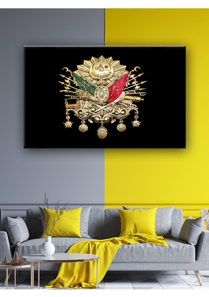 Osmanlı Amblemi Modern Dekoratif Şık Hediyelik Ev Ofis İşyeri Kanvas Tablo 50 x 35 cm ( Özel Ölçü Siparişleriniz İçin Mesaj Atınız. )