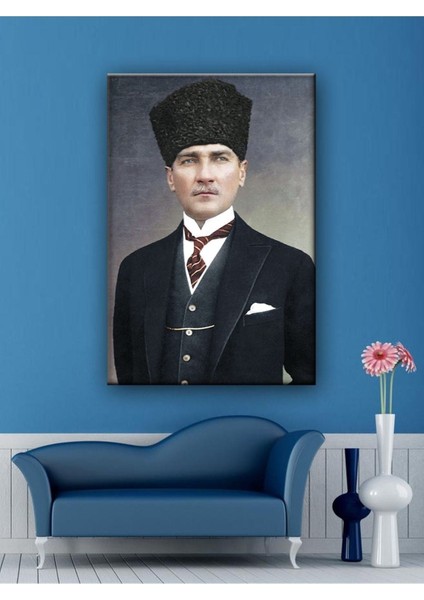 Led Işıklı Cumhuriyetimizin Kurucusu Gazi Mustafa Kemal Atatürk Tablo Şık Hediyelik Ofis İşyeri Salon Kanvas Tablo 50 x 35 cm ( Özel Ölçü Siparişleriniz İçin Mesaj Atınız. )