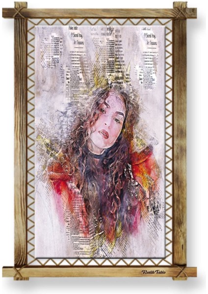 Led Işıklı Genç Kız Soyut Özel Ürün Modern Dekoratif Hediyelik Rustik Kanvas Tablo 96 x 66 cm