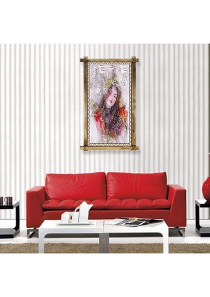 Led Işıklı Genç Kız Soyut Özel Ürün Modern Dekoratif Hediyelik Rustik Kanvas Tablo 96 x 66 cm