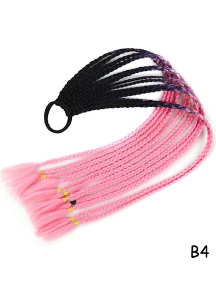 Sentetik Renkli Örgülü At Kuyruğu Saç Tokası - Pembe (Yurt Dışından)