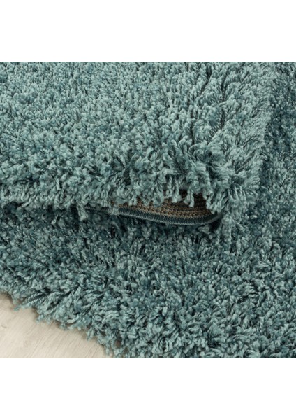 Yumuşak Yüksek Havlı 30 mm Shaggy Salon Halısı Düz Aqua Pastel Mavi Renkli modelleri