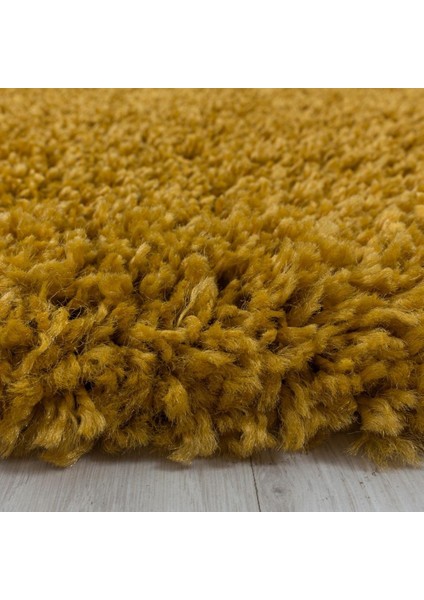 Yumuşak Yüksek Havlı 30 mm Shaggy Salon Halısı Düz Gold Dore Altın Renkli fiyatları