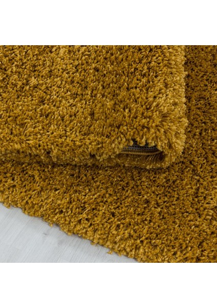 Yumuşak Yüksek Havlı 30 mm Shaggy Salon Halısı Düz Gold Dore Altın Renkli modelleri