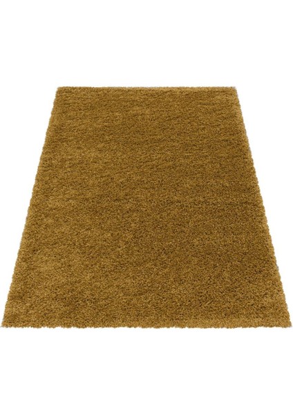 Yumuşak Yüksek Havlı 30 mm Shaggy Salon Halısı Düz Gold Dore Altın Renkli indirimleri
