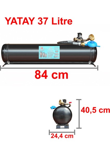 7A Mühendislik Karavan Lpg Tankı Yatay 37 Litre Tak Kullan Hazır Set