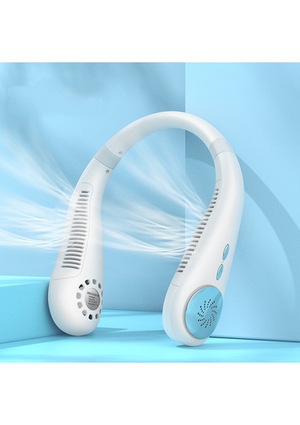 Boyun Fanı, Taşınabilir Fan Eller Serbest Yarı Iletken Soğutma Bladeless Fan, 2400MAH Şarj Edilebilir Bladeless Mini USB Fan Beyaz (Yurt Dışından)