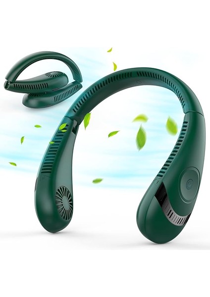 Taşınabilir Katlanabilir Yapraksız Boyunlu Fan, 3000 Mah Şarj Edilebilir Pil, 3 Hız Ayarı, Dış Mekan Yeşillerine Uygun (Yurt Dışından)