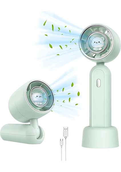 Taşınabilir El Fanı, Kişisel Fan, Akülü El Fanı, 3 Hızlı Mini Fan, Şarj Edilebilir Seyahat Aile Kampı (Gök Mavisi) (Yurt Dışından)