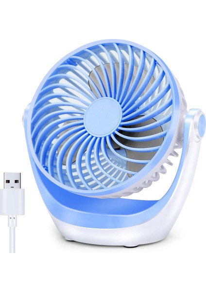 Güçlü Hava Akışı ile USB Masa Fanı Küçük Masa Fanı Ultra Sessiz Taşınabilir Fan Hızı Ayarlanabilir Kafa Ev Ofis Yatak Odası Için 360 ° Döndürülebilir Mini Fan (Yurt Dışından)