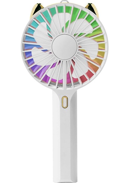 El Tipi Mini Fan, 3'ü 1 Arada Küçük Fan, 7 Renkli LED Işıklar, Çocuklar, Kızlar ve Kadınlar Için 3 Ayarlanabilir Hız Açık Havada Beyaz Köpek (Yurt Dışından)