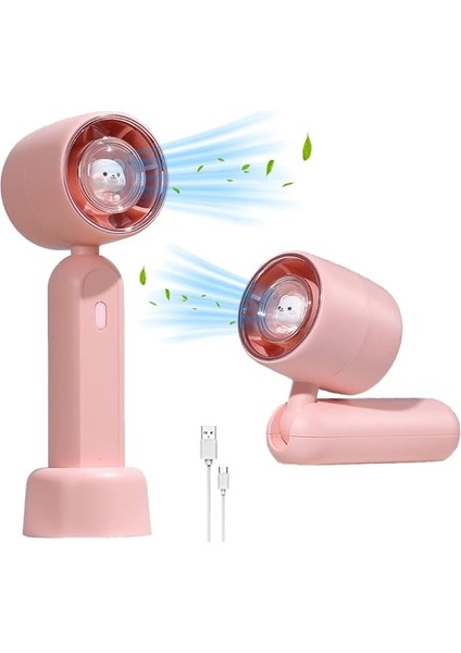 Taşınabilir El Fanı, Kişisel Fan, Akülü El Fanı, 3 Hızlı Mini Fan, Şarj Edilebilir Seyahat Aile Kampı （kiraz Çiçeği Tozu） (Yurt Dışından)