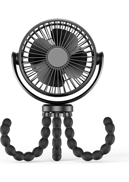 Mini El Kişisel Taşınabilir Fan Esnek Tripod Klip Öğrenci Yatak Masası Bisiklet Beşik Koşu Bandı Kamp Seyahat Siyah (Yurt Dışından)