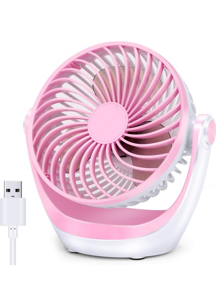 Güçlü Hava Akışı ile USB Masa Fanı Küçük Masa Fanı Ultra Sessiz Taşınabilir Fan Hızı Ayarlanabilir Kafa Ev Ofis Yatak Odası Için 360 ° Döndürülebilir Mini Fan (Yurt Dışından)