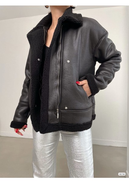 Kadın Peluş Detay Süet Mont (Renkli) fırsatları