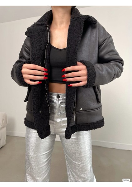 Kadın Peluş Detay Süet Mont (Renkli) indirimleri