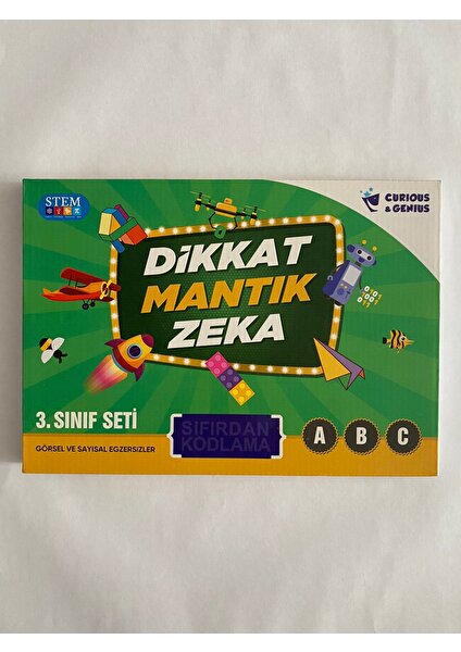 Dikkat Mantık Zeka - Bilişsel Beceriler Geliştirme Aktiviteleri - İlkokul Mantık ve Muhakeme - Akıl ve Zeka Oyunları 4 Kitap