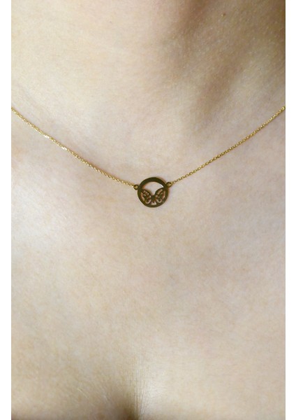 Kelebek Kolye 14 Ayar A058116