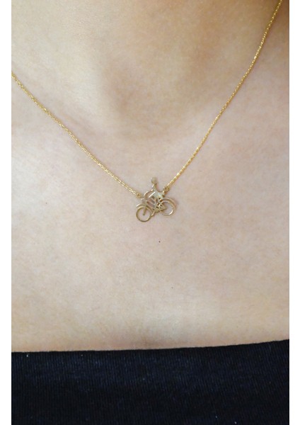 Bisiklet Süren Kadın Kolye 14 Ayar A058123 fiyatları