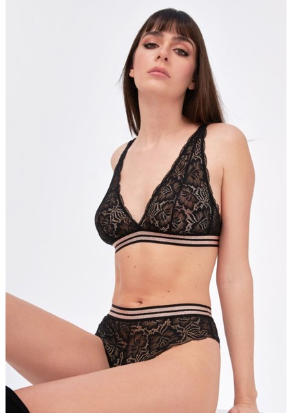 Siyah Simli Kapsız Sütyen Hipster Takım 4790 modelleri