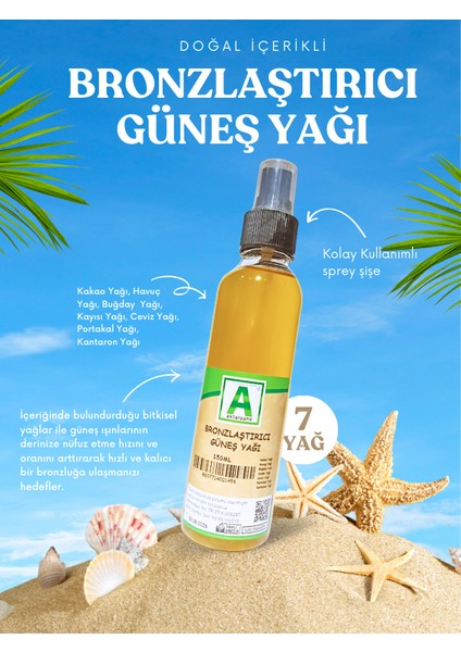 Bronzlaştırıcı Güneş Yağı Yoğun Bronzluk Kalıcı Bronzluk Için Özel Bitkisel Karışım Lı 150ml