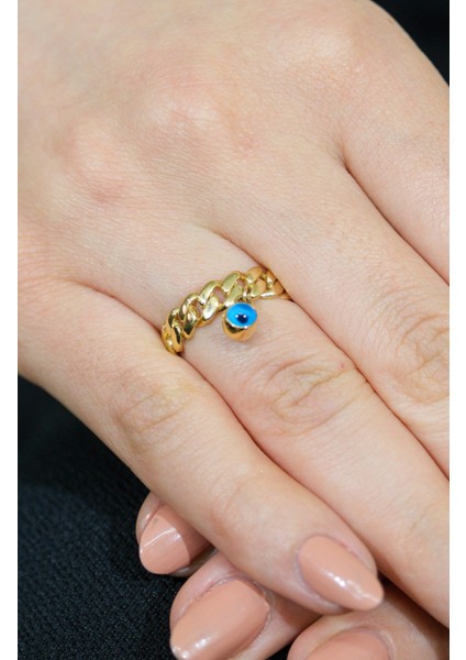 Nazar Boncuklu Yüzük 14 Ayar A049473