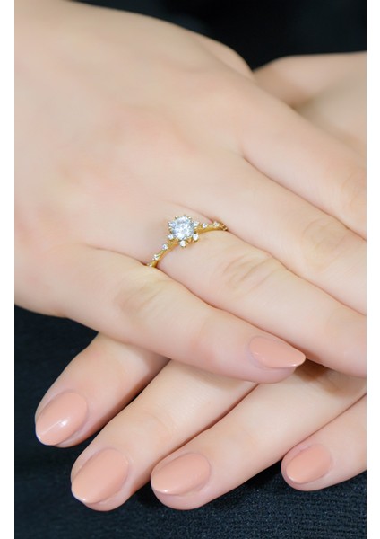 Lotus Çiçeği Tektaş Yüzük 14 Ayar A063492