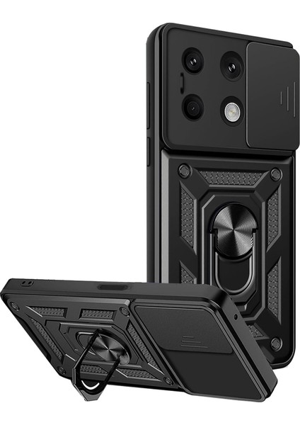 Xiaomi Redmi Note 13 Kılıf Pars Lens Yüzüklü Silikon - Siyah 24051
