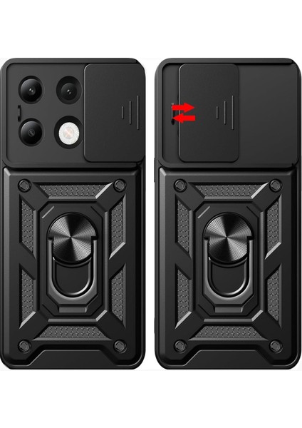 Xiaomi Redmi Note 13 Kılıf Pars Lens Yüzüklü Silikon - Siyah 24051
