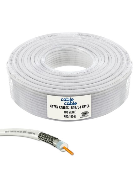 Cable Cable Rg 6 U4 Anten Kablosu Beyaz 48 Telli - 100MT