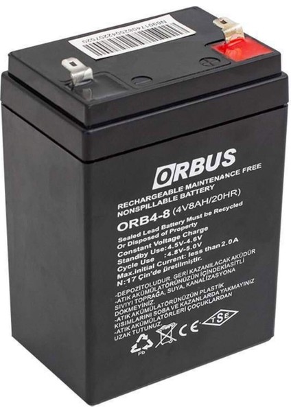 4 Volt 8 Amper Akü ORBUS-70*48*101 MM-660 Gram